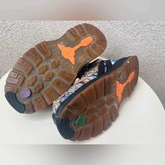 Vintage Y2K chunky Punk combat leather boots graffiti print The Art 38E - Picture 7 of 13